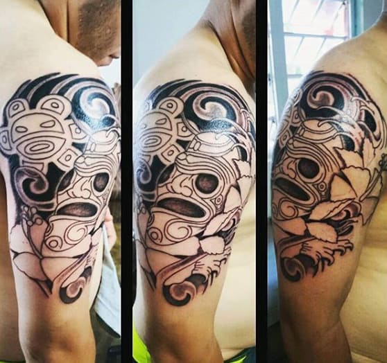 Mask Taino Guys Upper Arm Tattoo Designs