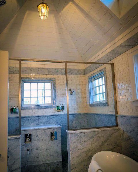 Master Bathroom Above Shower Interior Vaulted Ceiling Design