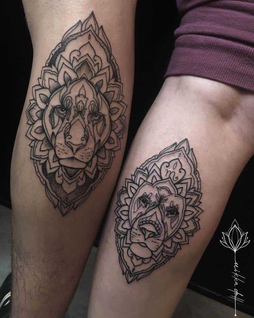 Matching Black Lion Tattoo