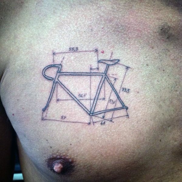 Mathematical Bicycle Handle Tattoo On Chest For Men