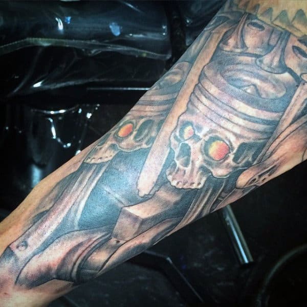 Mechanical Piston Tattoo Design For Men