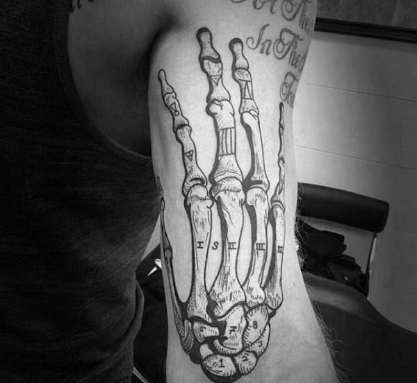 Medical Skeleton Hand Mens Tricep Tattoos