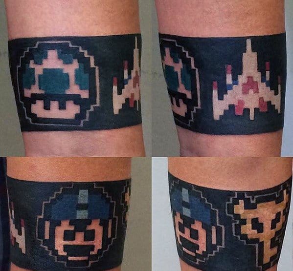 Megaman Male Tattoos Armband 8 Bit Design