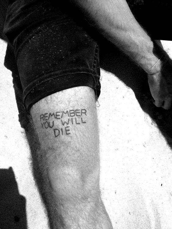 Memento Mori Remember You Must Die Mens Thigh Tattoos
