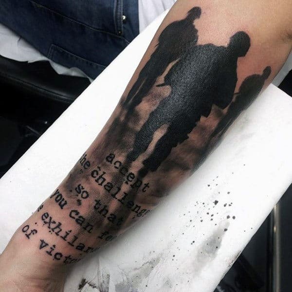 Memorial Mens Army Black Ink Quote Soilder Forearm Tattoo