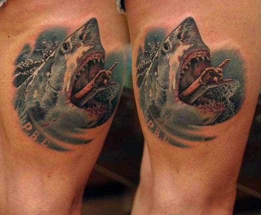 Men's Shark Design Tattoo