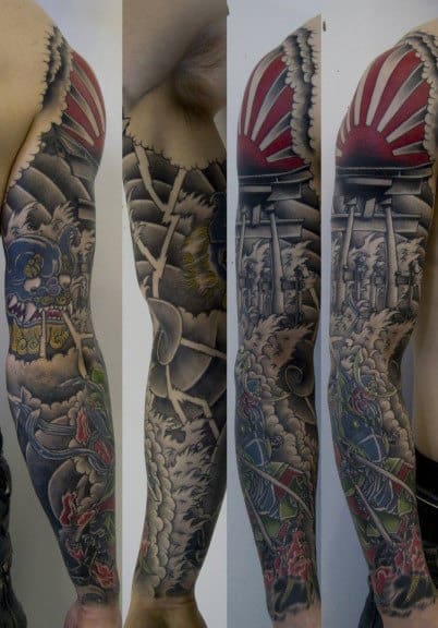 Men Sun Tattoos Full Sleeve Designs