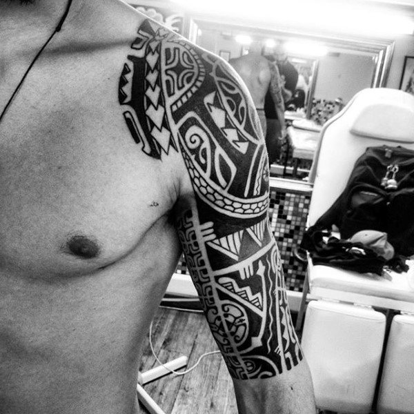 Men Tribal Half Sleeve Tattoo