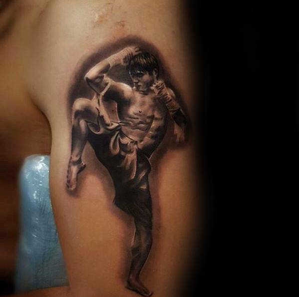 Mens 3d Arm Bruce Lee Tattoo Design Ideas