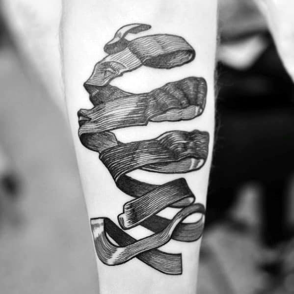 Mens 3d Forearm Mc Escher Tattoo.