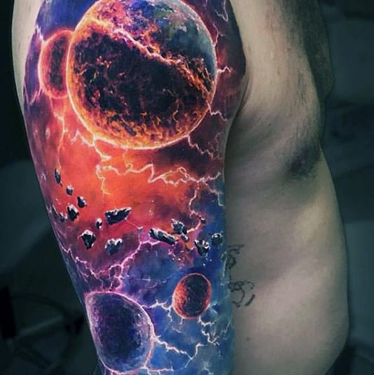 Men's 3D Outer Space Tattoo
