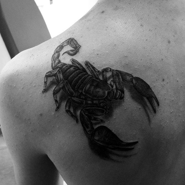 Mens 3d Scorpion Tattoo Design Ideas On Upper Shoulder