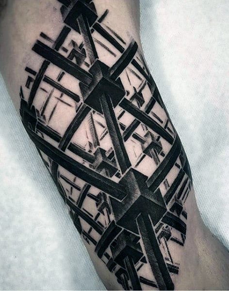 Mens Abstract Geometric 3d Inner Arm Tattoos