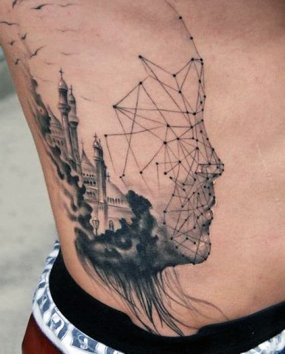 Mens Abstract Tattoo Ideas On Ribcage