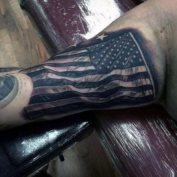 Men's American Flag Star Tattoo