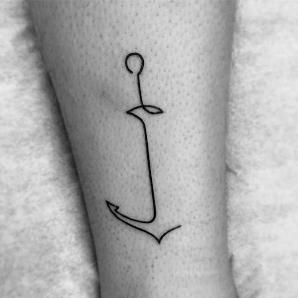 Mens Anchor Tattoo With Outline Design