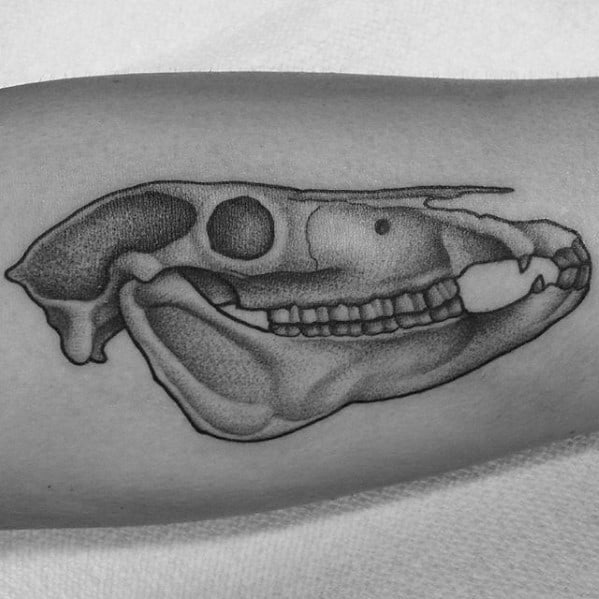 Mens Animal Horse Skull Arm Tattoo