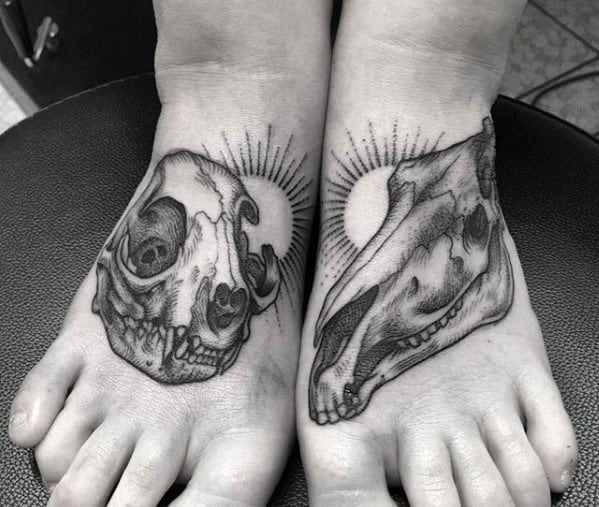 Mens Animal Skull Foot Tattoos