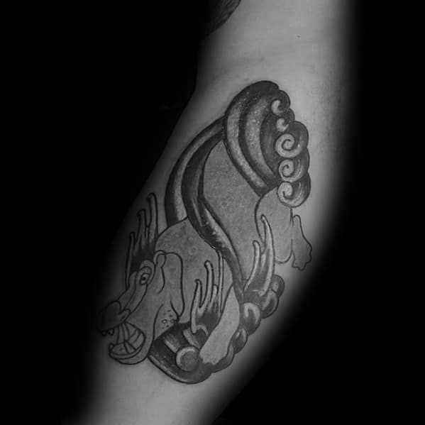 Mens Arm Cool Running Hippo Tattoo Ideas
