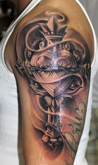 mens-arm-cross-tattoo-design