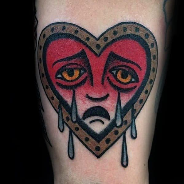 Mens Arm Crying Heart Tattoo Ideas