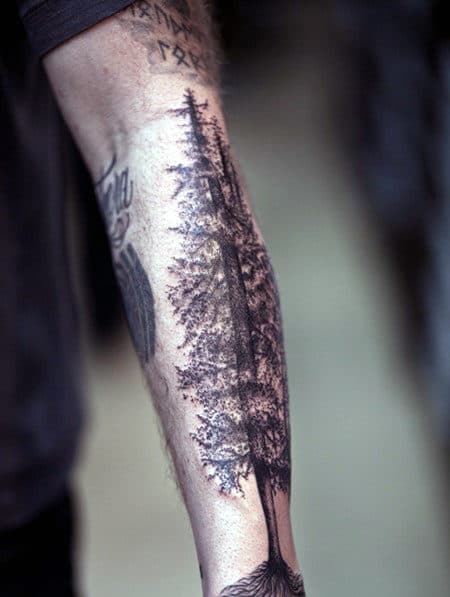 Men's Arm Pine Tree Tattoos
