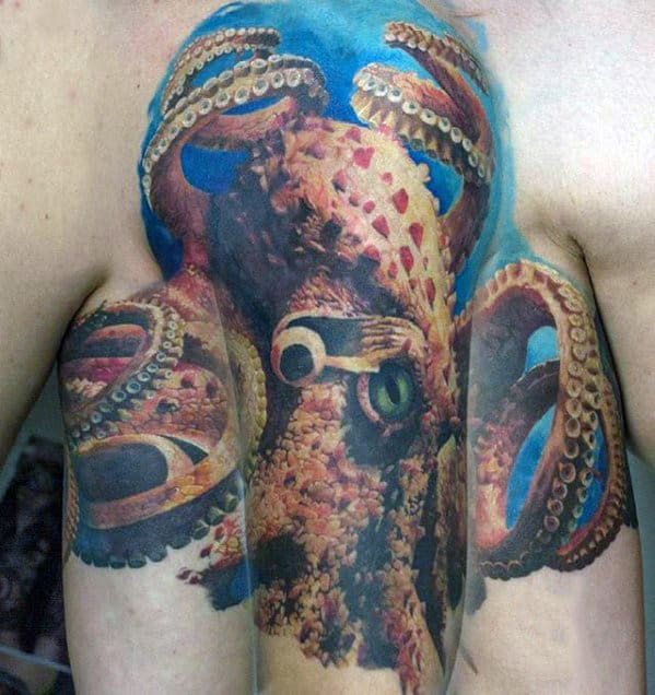 Mens Arm Realistic Octopus 3d Tattoos