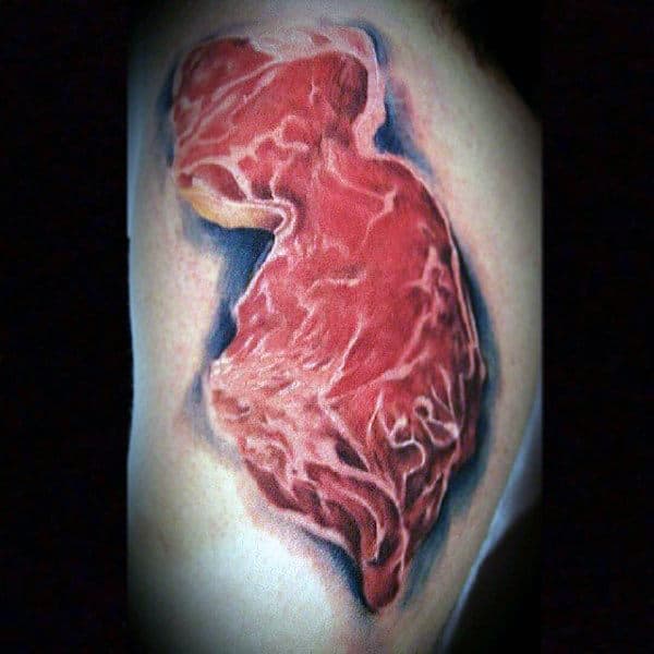 Mens Arm Red Meat Food Tattoo