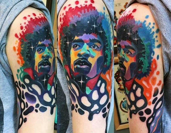 Mens Arm Tattoo With Consciousness Colorful Design
