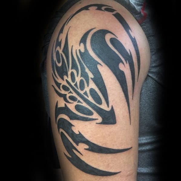 Mens Arm Tribal Scorpion Black Ink Tattoo Ideas