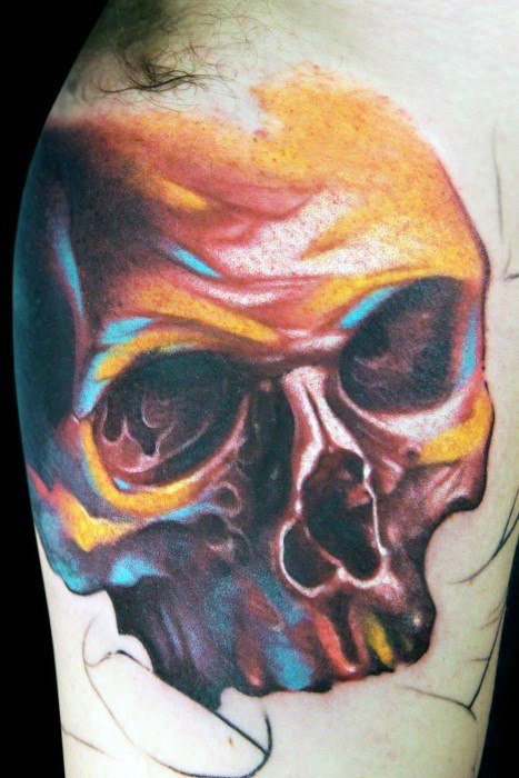 40 Cool Watercolor Skull Tattoo Designs for Men