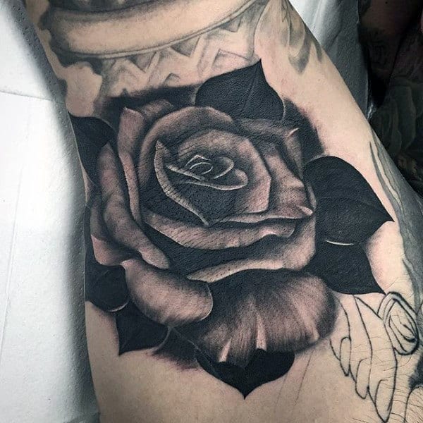 Mens Armpit Lovely Rose Tattoo