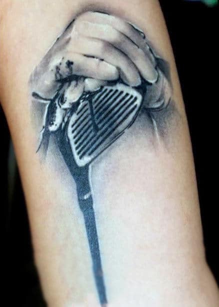 Mens Arms 3D Hands On Golf Club Tattoo