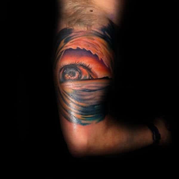 Mens Arms Eye Inside Pretty Surfing Water Tattoo