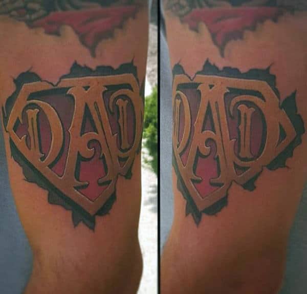 Mens Arms Unique Fonted Dad Tattoo