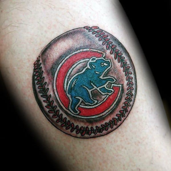 Mens Awesome Chicago Cubs Themed Baseball Arm Tattoo Ideas