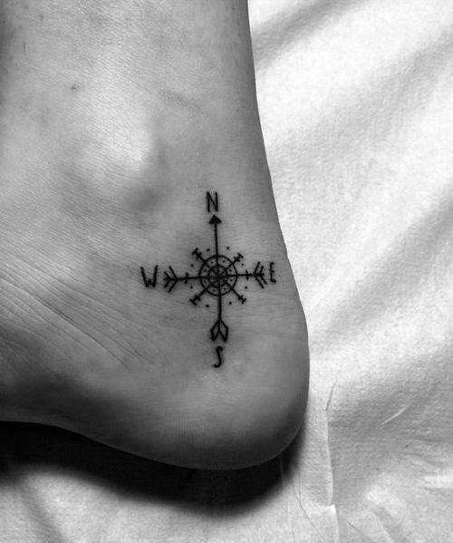 Mens Awesome Small Compass Ankle Tattoo Ideas