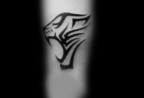 Mens Awesome Small Tribal Tiger Head Tattoo On Arm