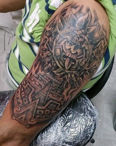Men's Aztec Gods Tattoos Half Sleeve