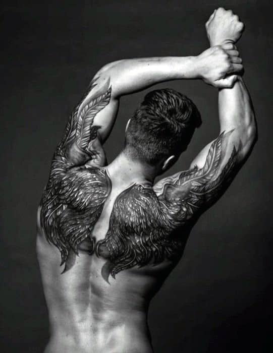Men's Back Angel Wings Tattoos
