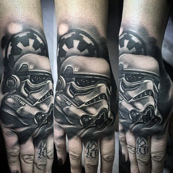 Mens Badass Stormtrooper Star Wars Hand Tattoo