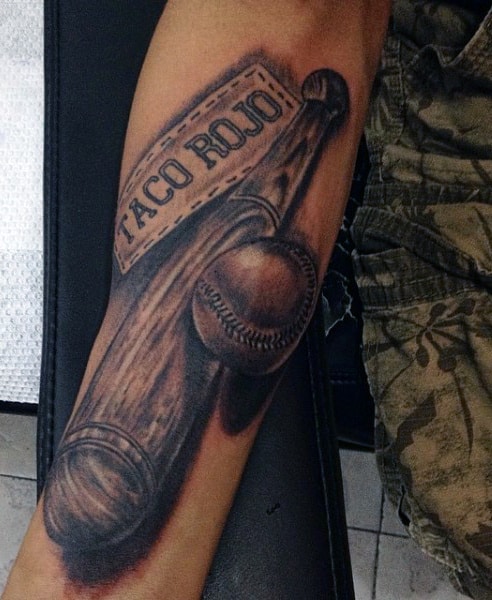 Men's Baseball Bat And Ball Tattoo
