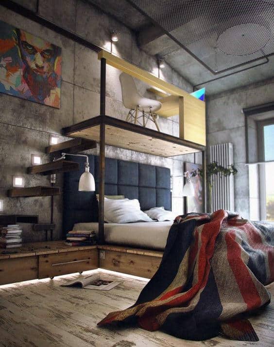Mens Bedroom Design Ideas With Cool Flag Blanket