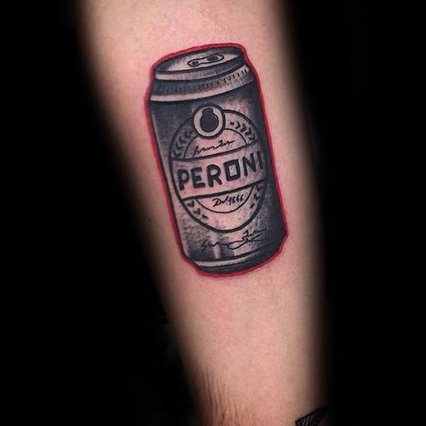 Mens Beer Tattoo On Leg