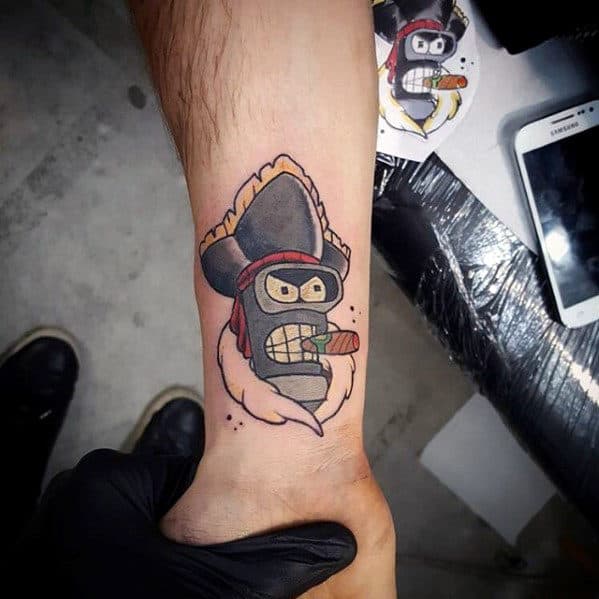 Mens Bender Rodriguez Pirate Wrist Tattoos