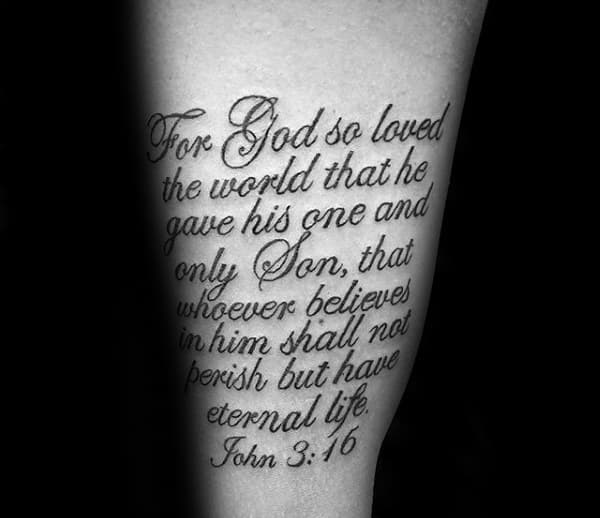 Mens Bible Verse John 316 Arm Tattoos.