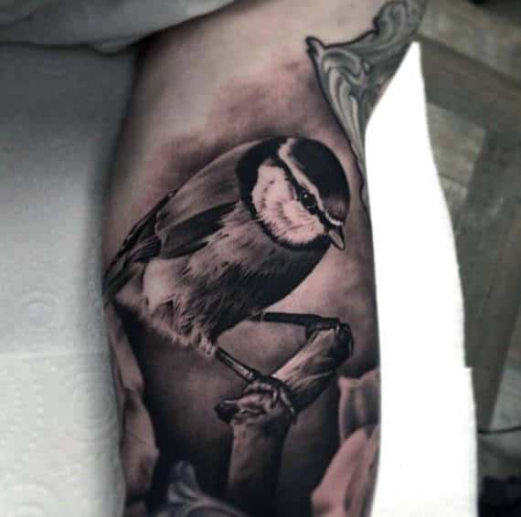Mens Bird Inner Arm Tattoo With Realistic Design