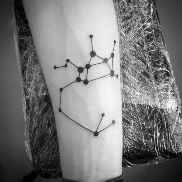 Mens Black Ink Line Constillations Tattoo On Wrist
