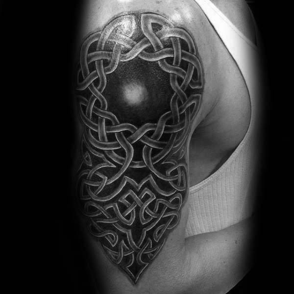 Mens Blackwork Irish Knots Arm Tattoo