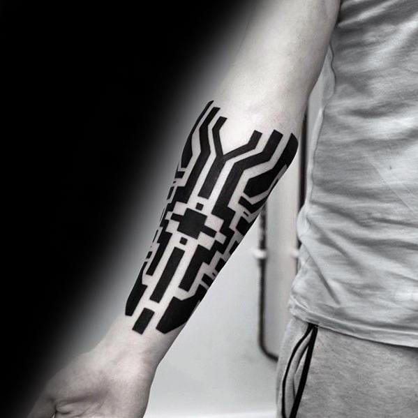 Mens Blackwork Lines Guys Inner Forearm Simple Tattoo Ideas
